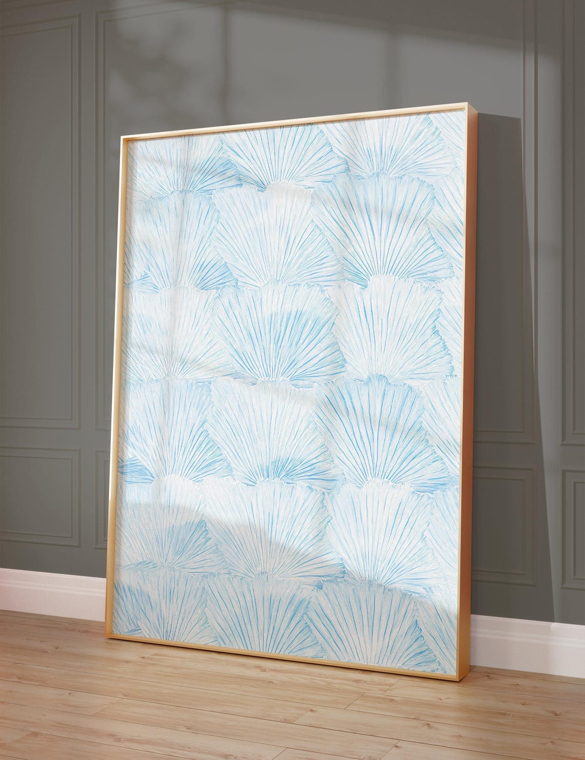 Soft Blue Scallop Shell Pattern Airy Coastal Watercolor Poster - Image 3