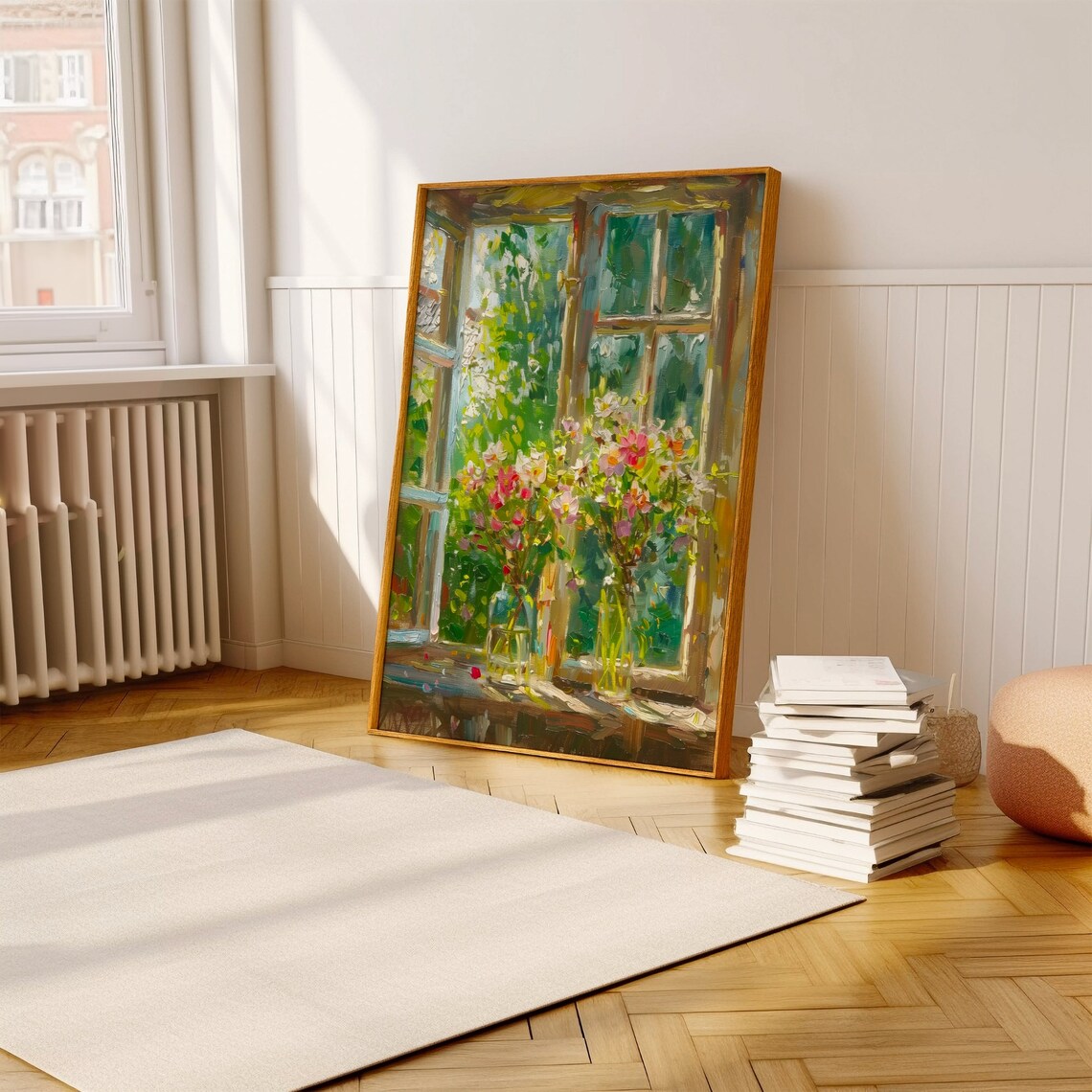 Wildflower Bouquets on Sunny Windowsill Impressionist Floral Painting Poster - Image 3