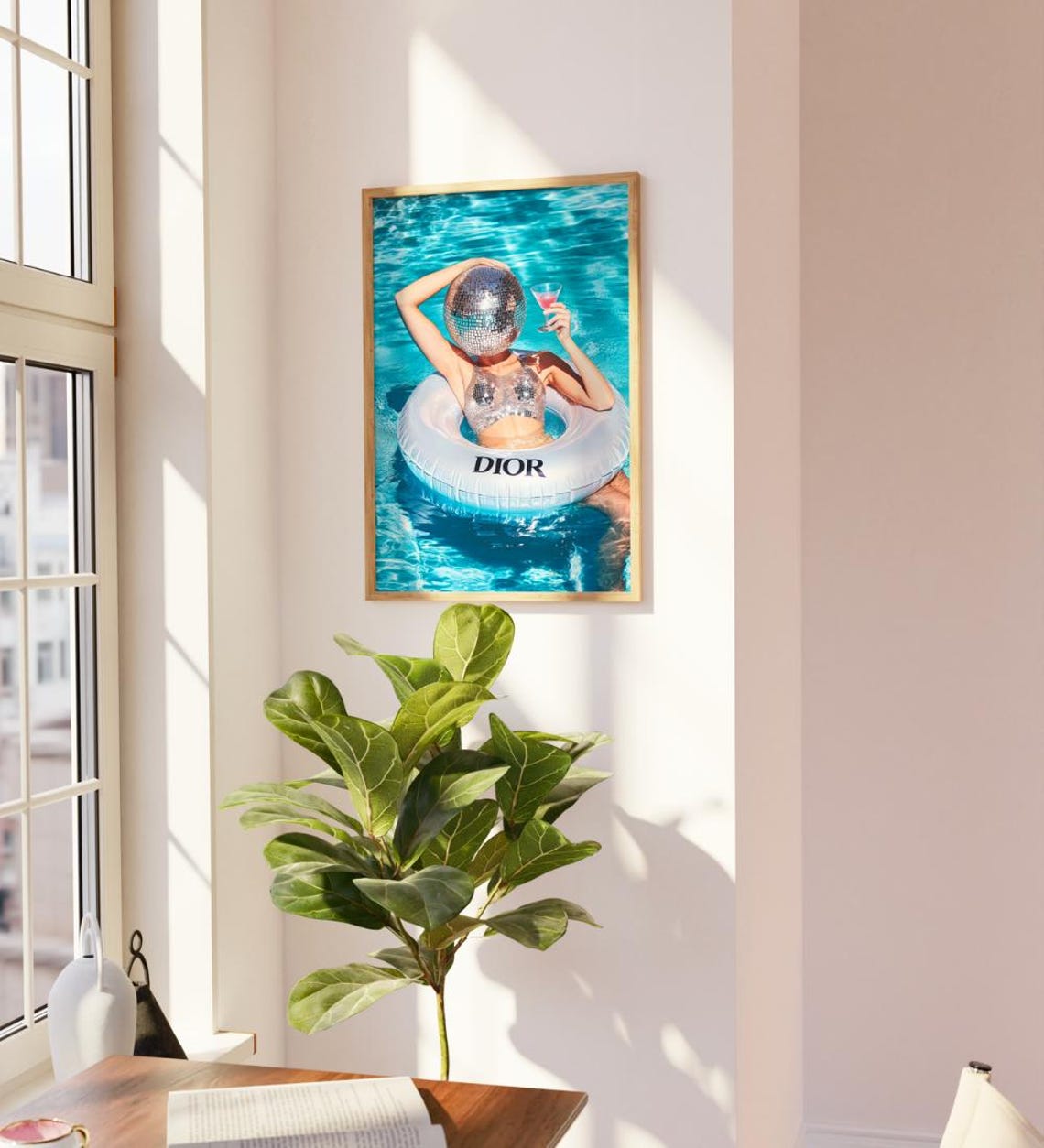 Disco Ball Girl Dior Pool Float Summer Party Retro Glam Poster - Image 2