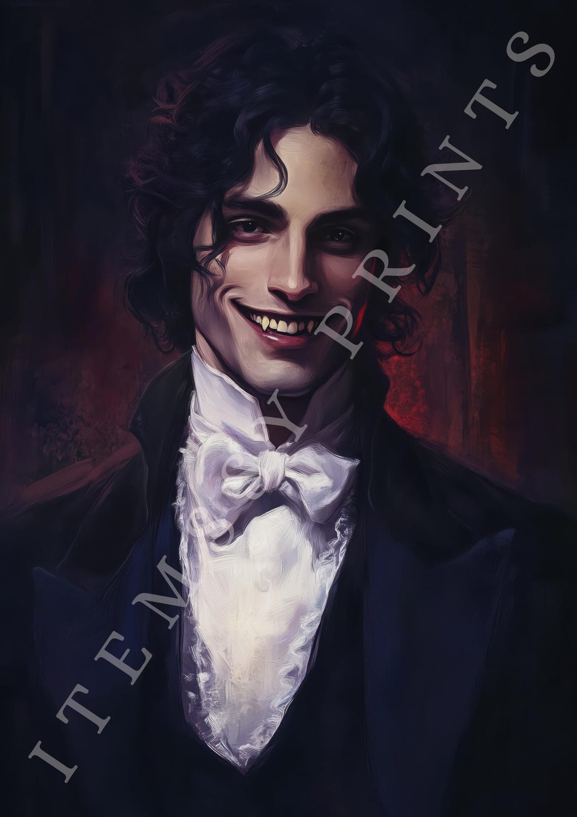 Dark Gothic Vampire Portrait Victorian Gentleman Dark Academia Print - Image 2