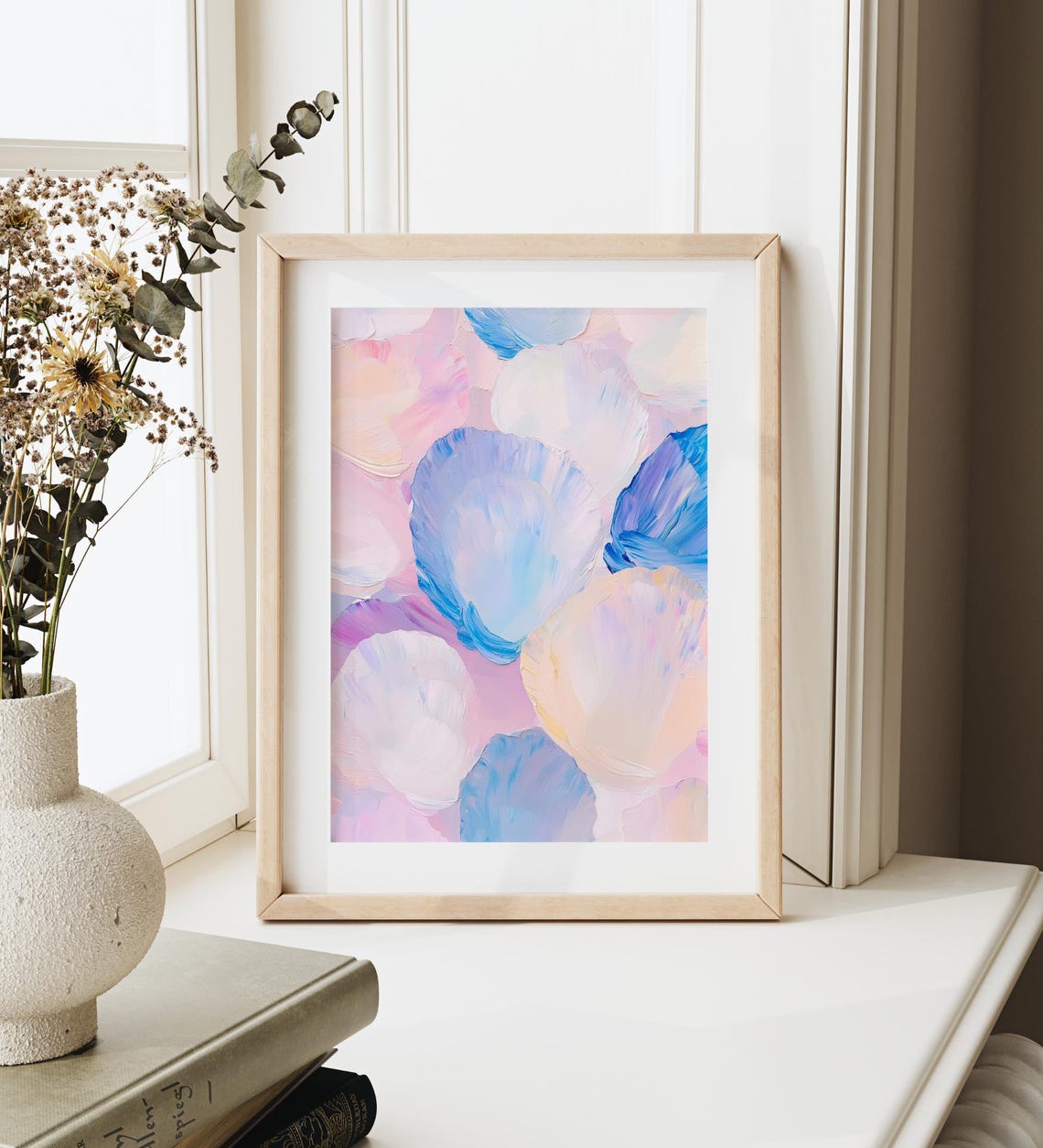 Abstract Pastel Oyster Shells Coastal Brushstroke Art Poster - Image 3