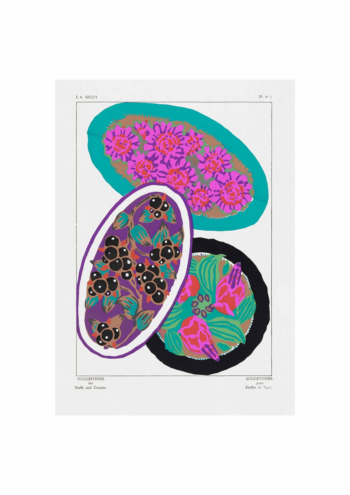 E A Seguy Suggestions Plate 1 Pebble Medallion Berry Pattern Poster