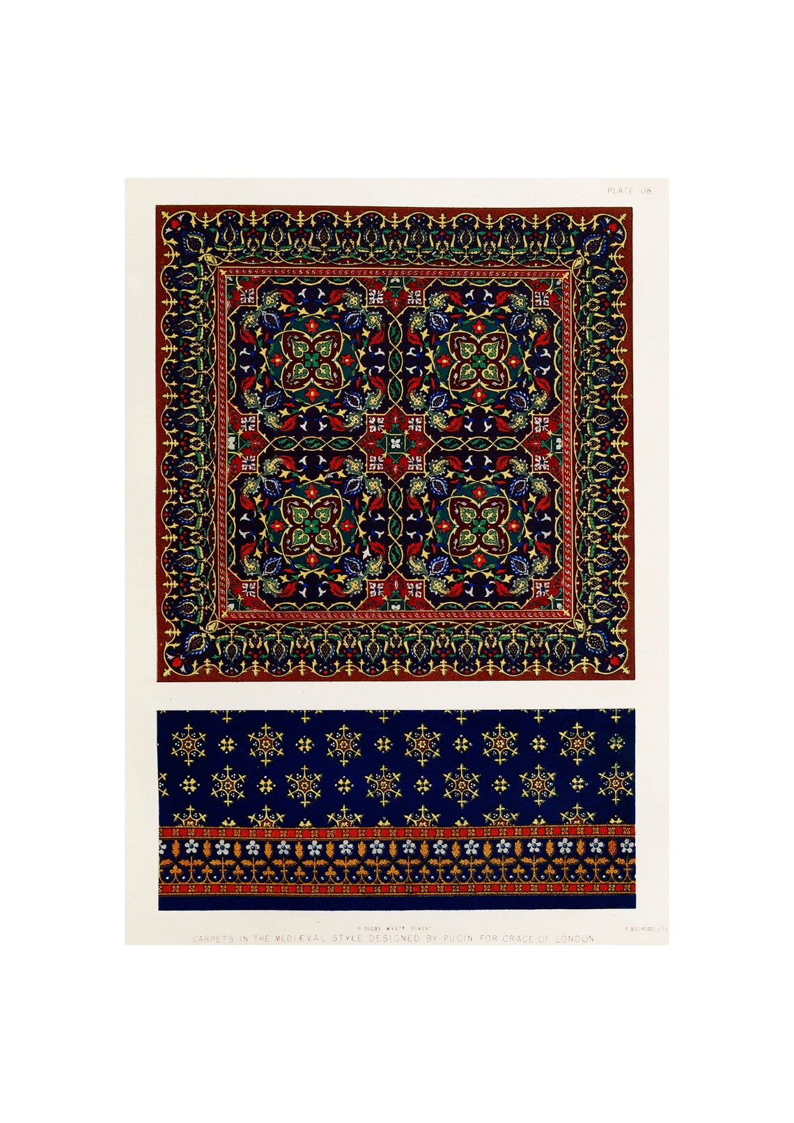 Carpet Print Vintage Lithography, 1853
