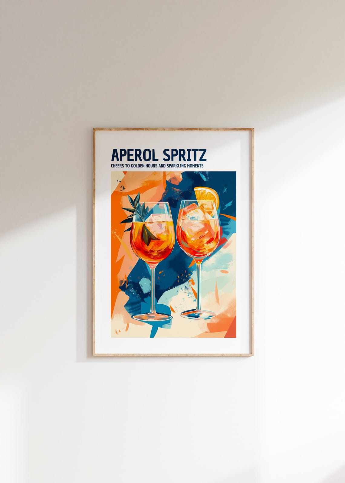 Aperol Spritz Cheers Golden Hours Poster Painterly Cocktail Glasses - Image 4