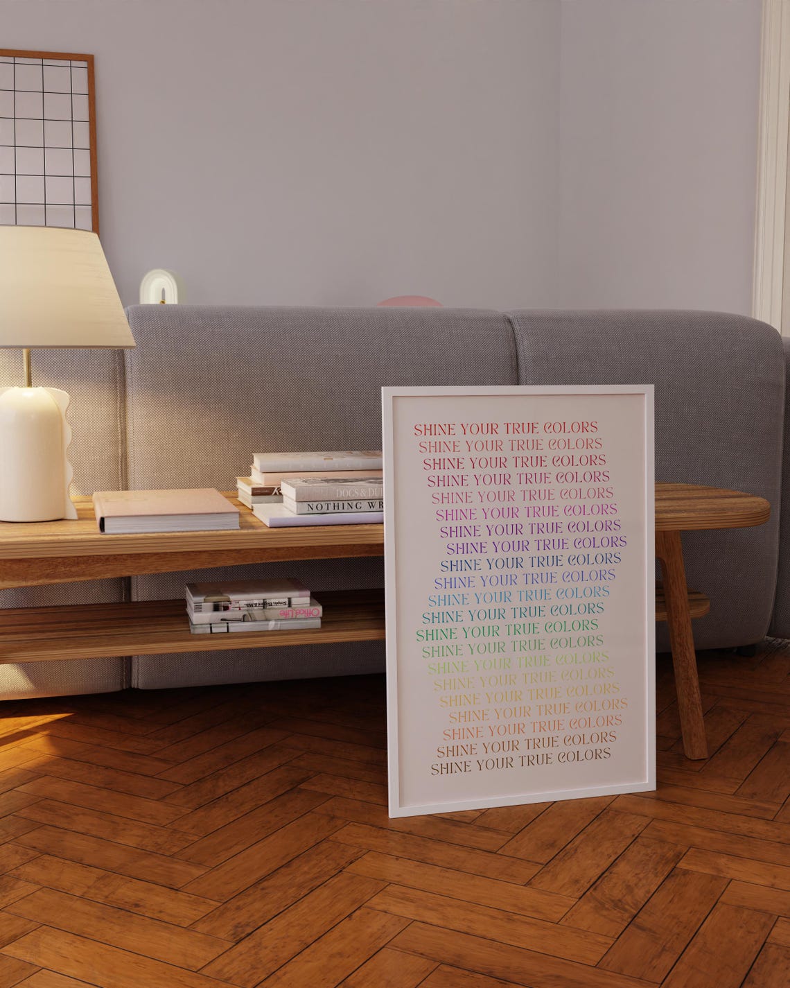 Shine Your True Colors Rainbow Typography Poster Gradient Quote Art - Image 5