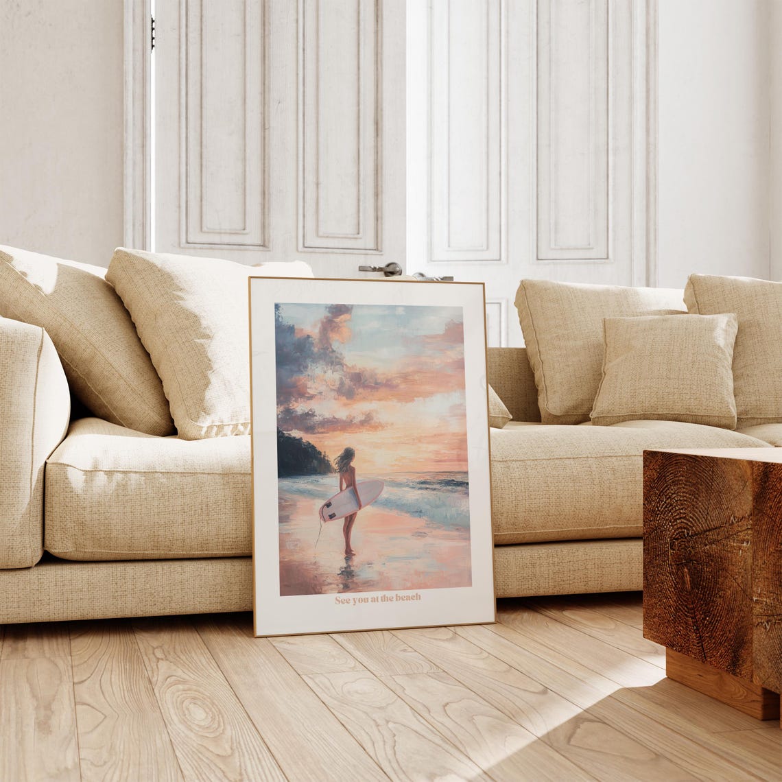 Retro Surf Poster Boho Decor Wall Art With Watercolor Print Beach Prints Waves Beach Poster Aesthetic Room Decor As Gift For Her - Image 3