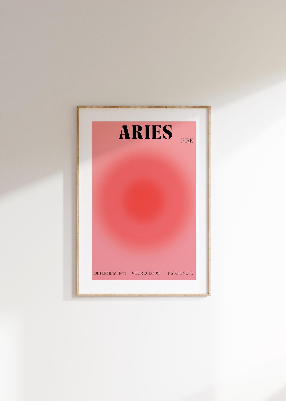 Aries Fire Sign Pink Aura Gradient Zodiac Astrology Birthday Poster - Image 3