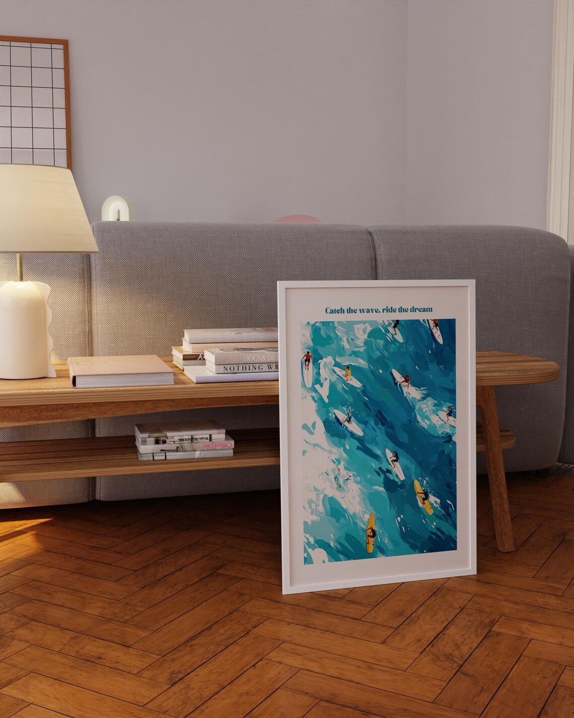 Catch the Wave Ride the Dream Surfers Aerial Blue Ocean Sea Poster - Image 5
