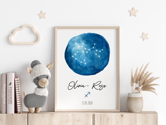 Sagittarius Constellation Blue Circle Personalized Gift Poster