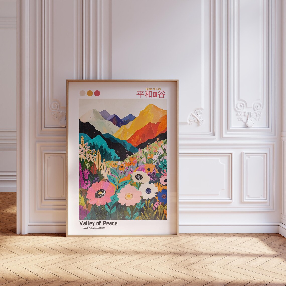 Valley of Peace Mount Fuji Japan Wildflower Meadow Art Poster - Image 3