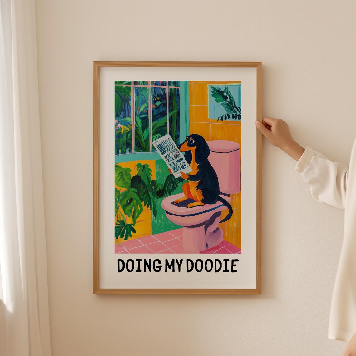 Dachshund Lover Poster, Funky Bathroom Decor