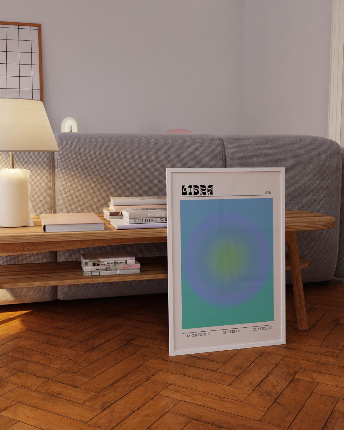 Libra Air Sign Teal Aura Gradient Retro Zodiac Astrology Poster - Image 5