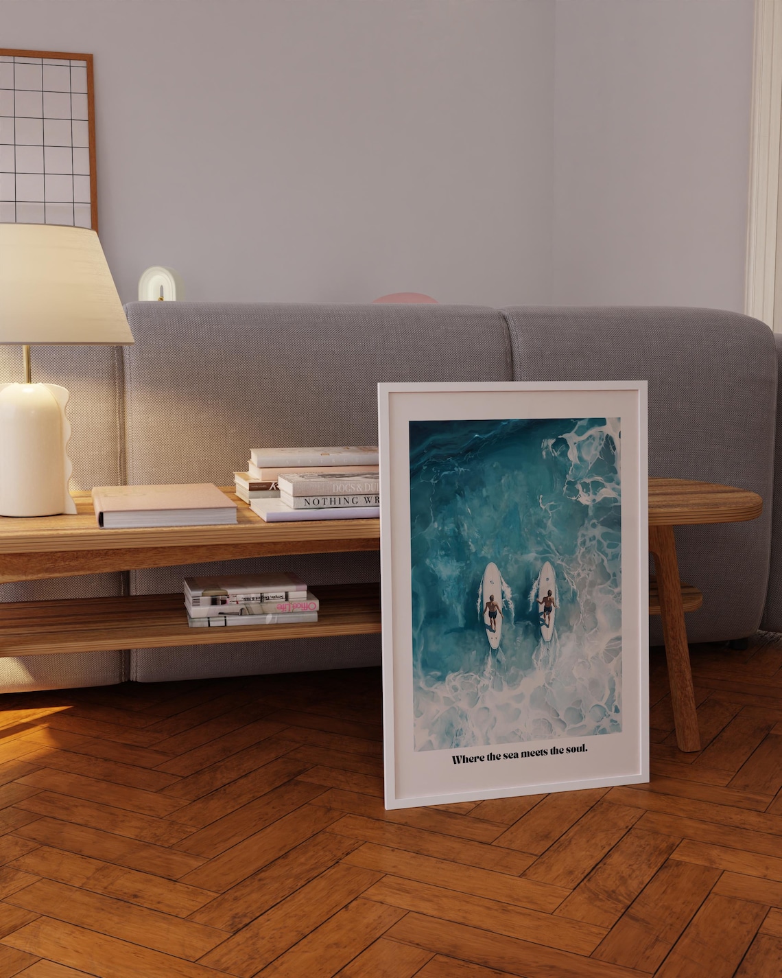 Where the Sea Meets the Soul Two Surfers Aerial Photo Poster - Image 5
