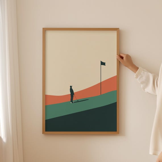 Minimalistic Golf Sport Wall Art Vintage Preppy Bathroom Print Or Man Cave Decor Trendy Abstract Poster For Hobby Women Gifts