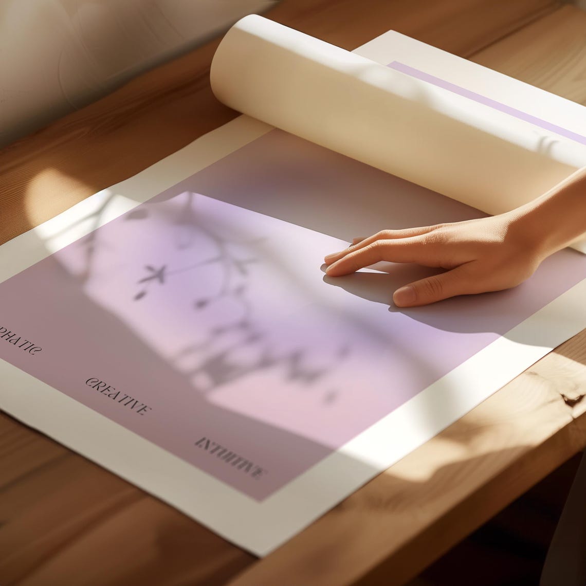 Pisces Water Sign Lavender Aura Gradient Zodiac Astrology Poster - Image 4