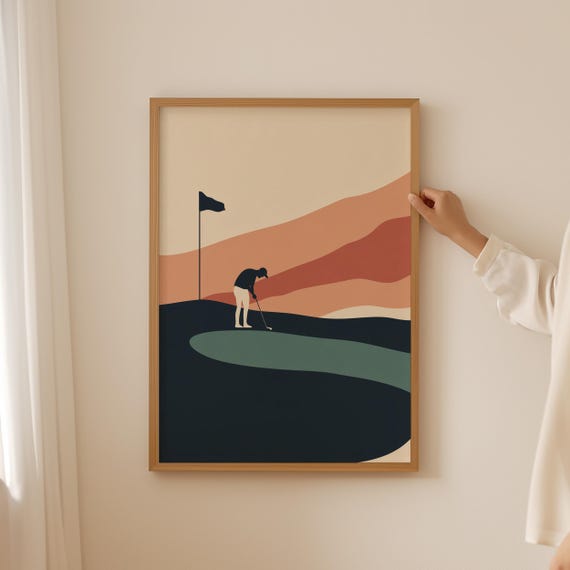 Abstract Golf Sport Wall Art Botanical Preppy Bathroom Print Or Man Cave Decor Trendy Minimalistic Poster For Hobby Women Gifts