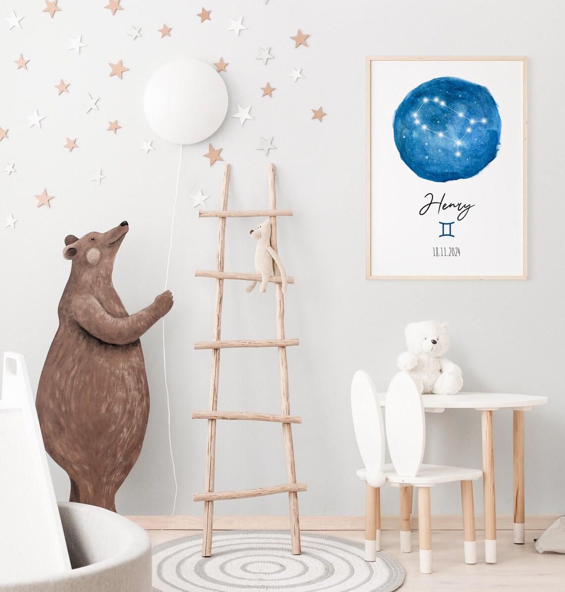 Gemini Personalized Star Map, Astrology Art Print - Image 4