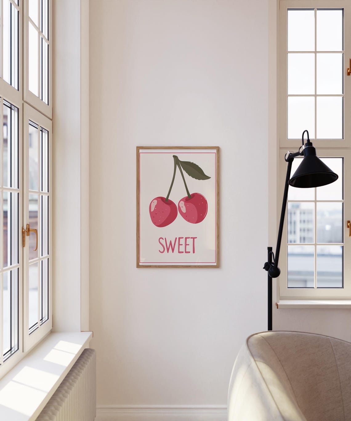 Sweet Red Cherry Minimalist Retro Kitchen Print Cute Wall Poster - Image 4