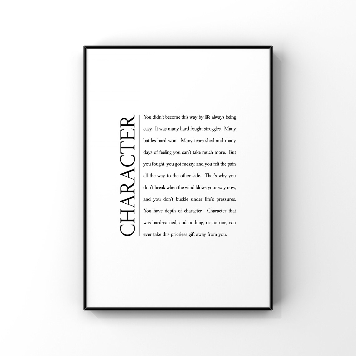 Character Inspirational Quote Poster About Strength Through Hardship Minimalist
