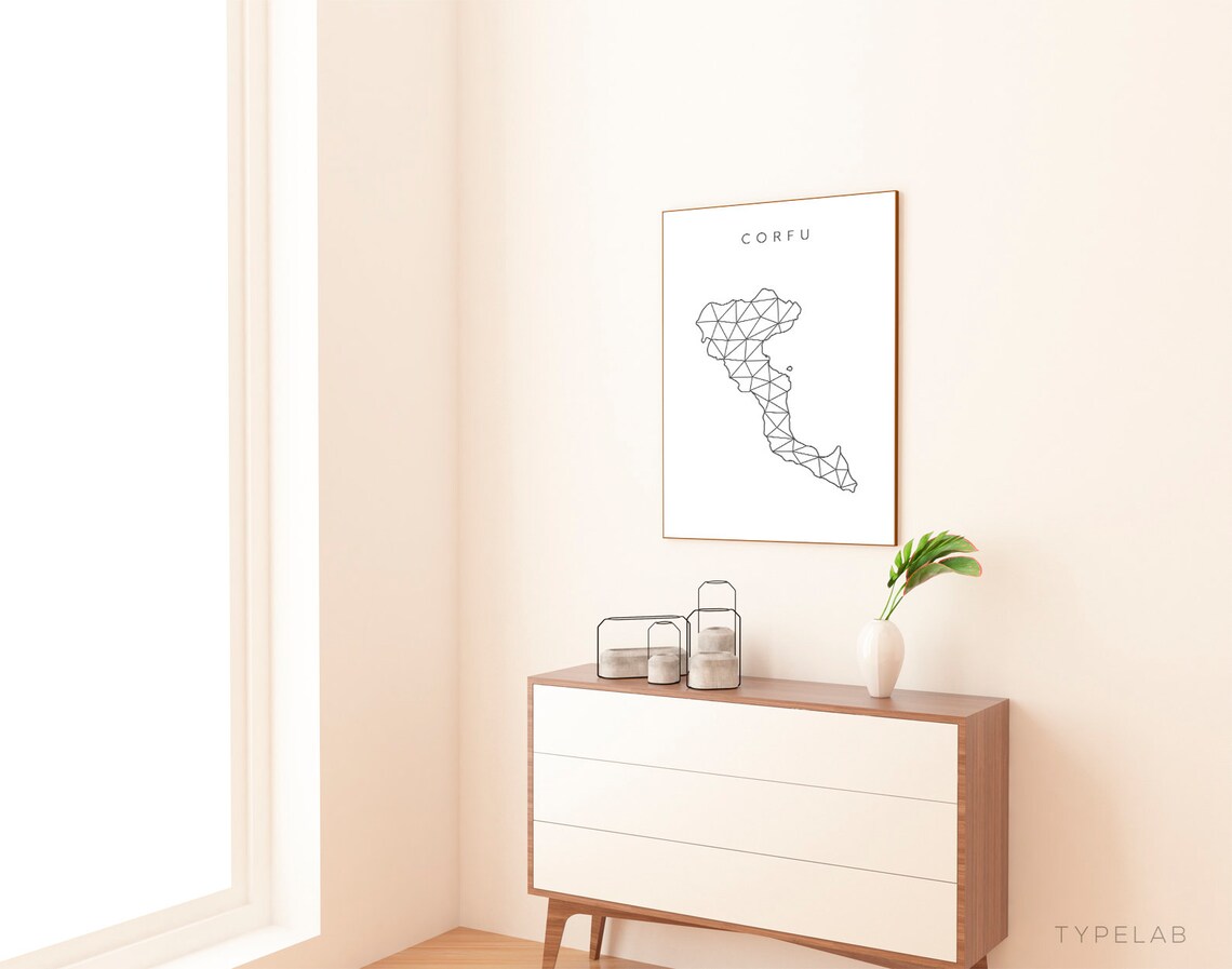 Corfu Greek Map Travel Poster, Geometric Art - Image 3