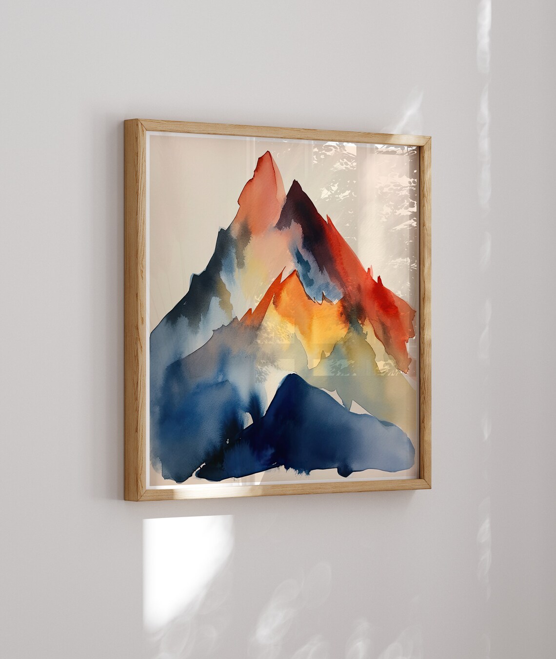 Colorful Abstract Mountain Peaks Watercolor Landscape Poster - Image 2