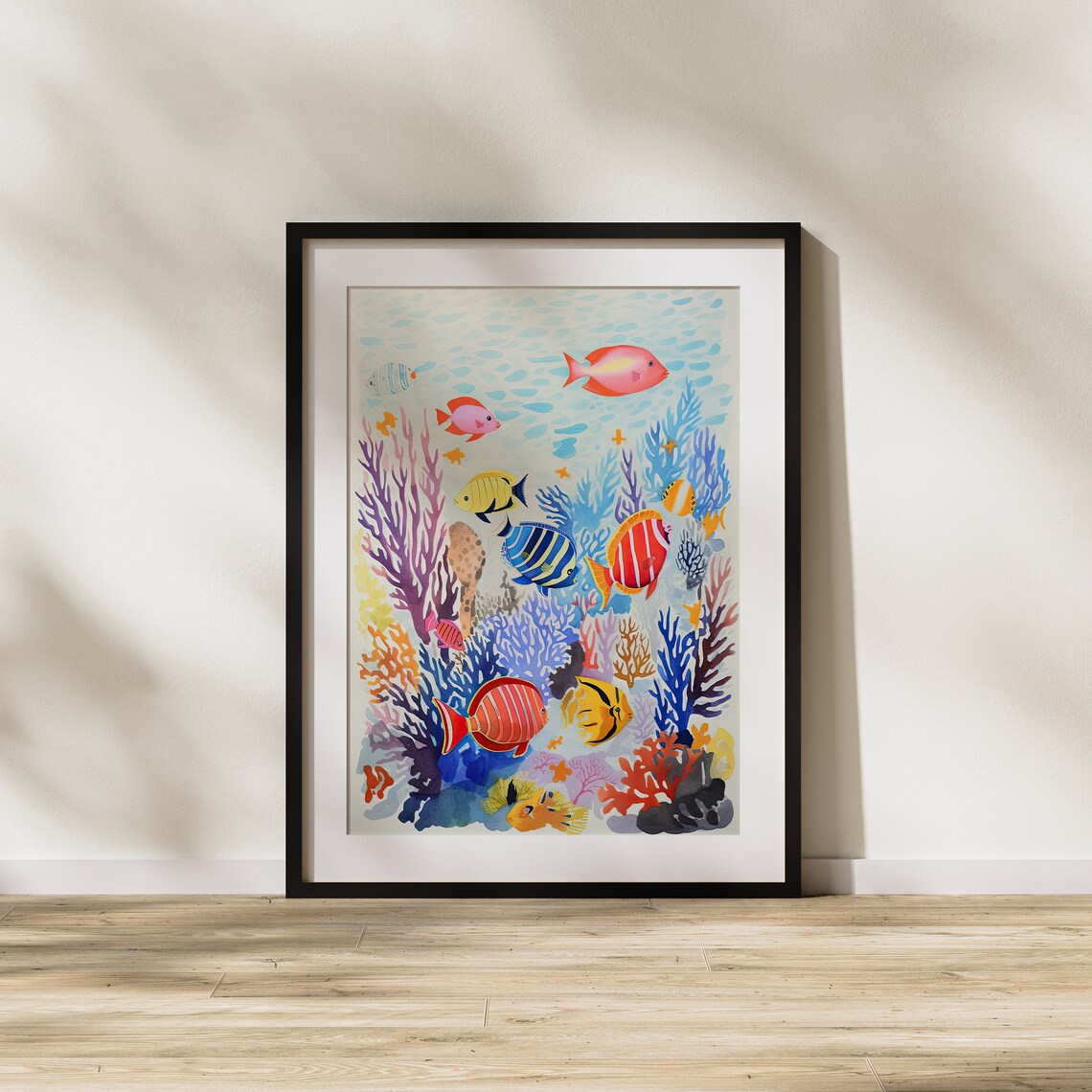 Colorful Coral Reef Scene With Tropical Fish Underwater Art Poster - Image 2