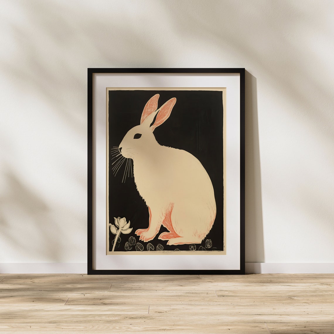 Rabbit Animal Flowers Red Nature Realism Realist Illustration Drawing Art Unique Wall - Image 2