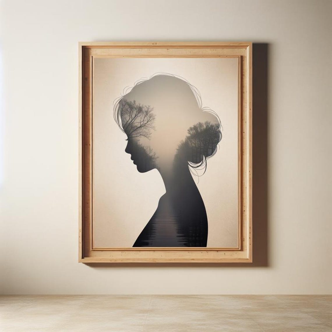 Double Exposure Woman Forest Silhouette Art Print - Image 3