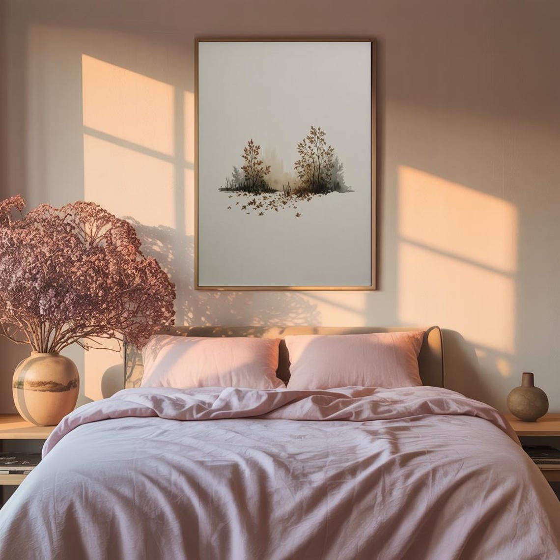 Minimalist Autumn Trees Sparse Branches Neutral Modern Wall Art - Image 3