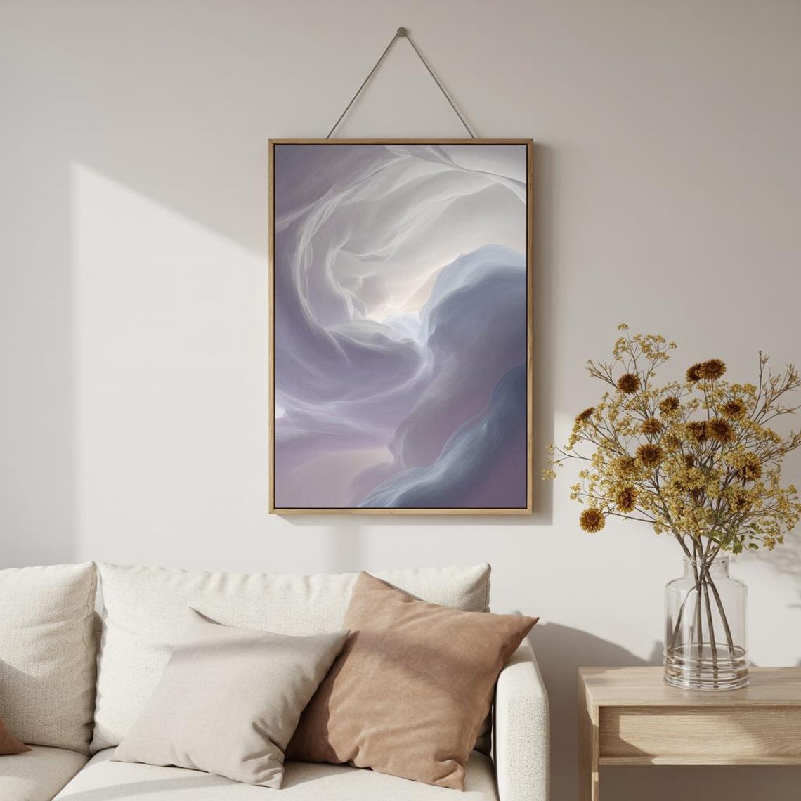 Dreamscape Light Ethereal White Cloudy Abstract Soft Art Poster - Image 2