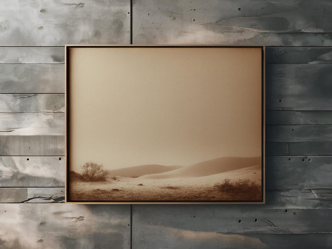 Sepia Desert Dunes Minimal Misty Sand Landscape Calm Art Print - Image 3