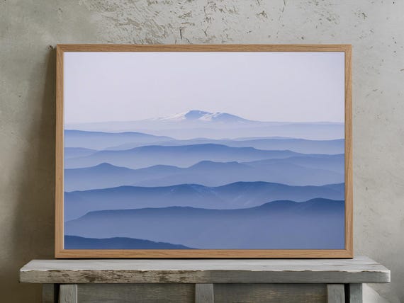 Blue Ridge Mountains Wall Art Misty Mountain Landscape Print Natureinspired Minimalist Poster Tranquil