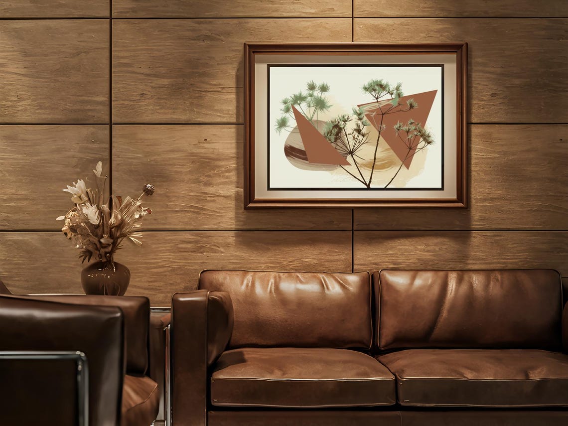 Dried Desert Flowers With Terracotta Triangles Botanical Poster - Image 3