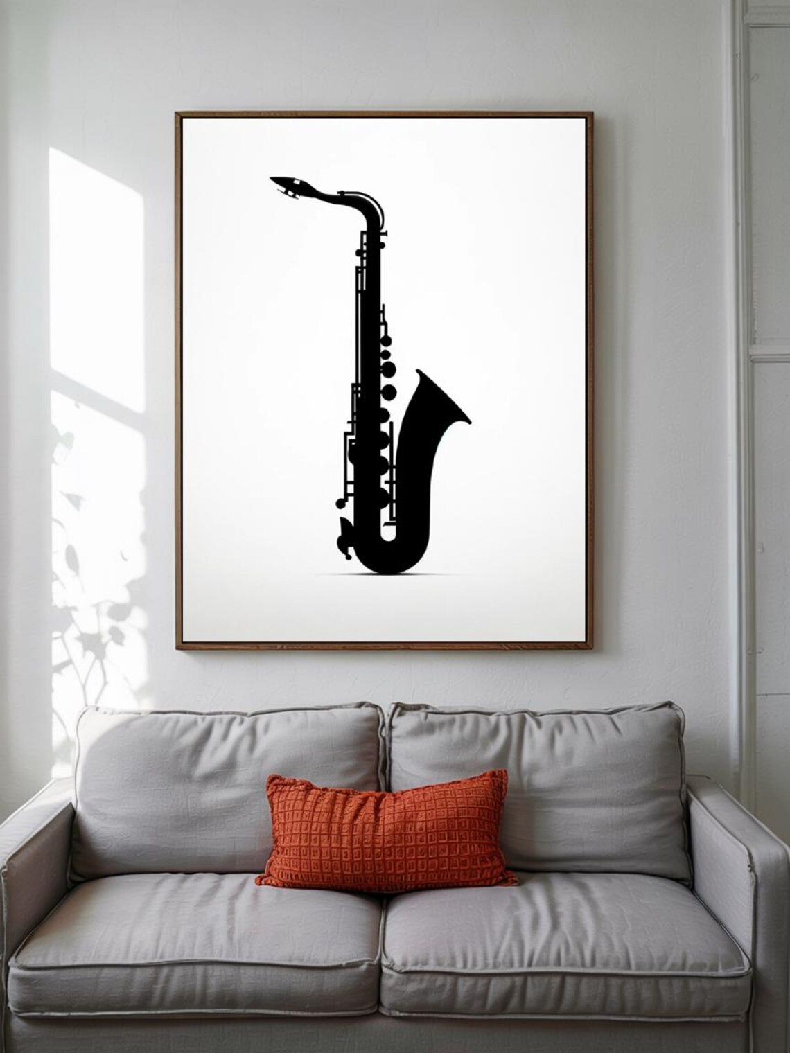 Saxophone Silhouette Black White Minimalist Instrument Music Poster - Image 3