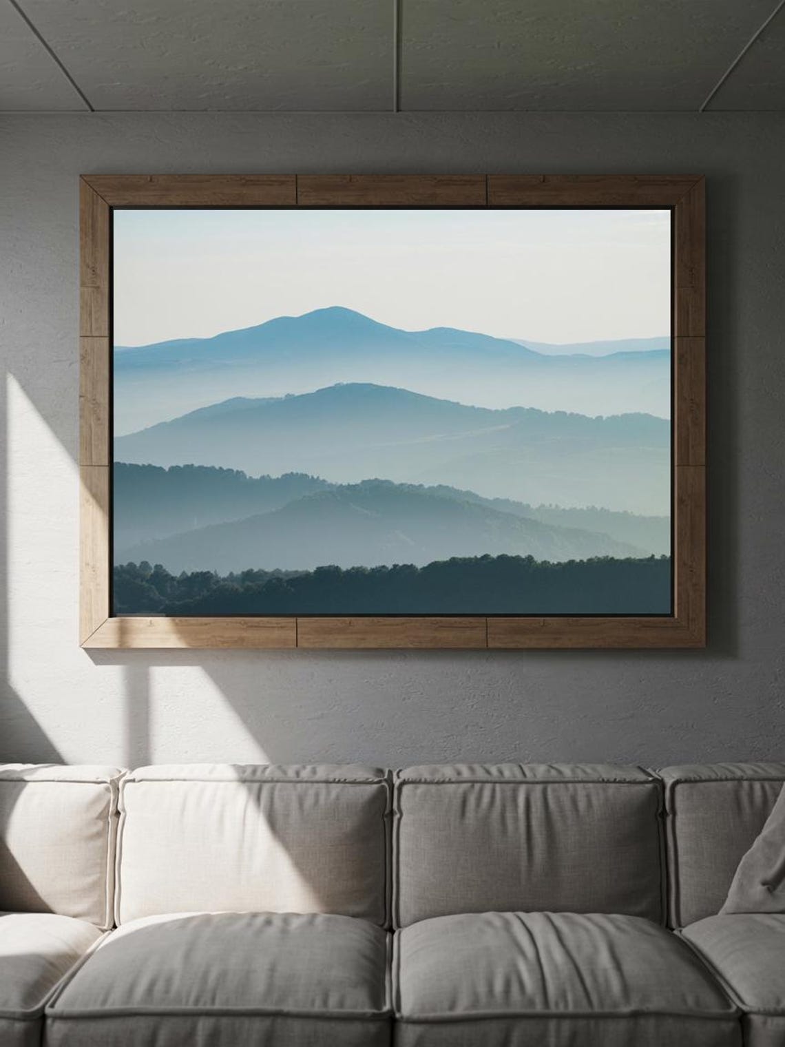Blue Mountain Layers Wall Art Misty Landscape Print Tranquil Nature Poster Serene Decor - Image 2