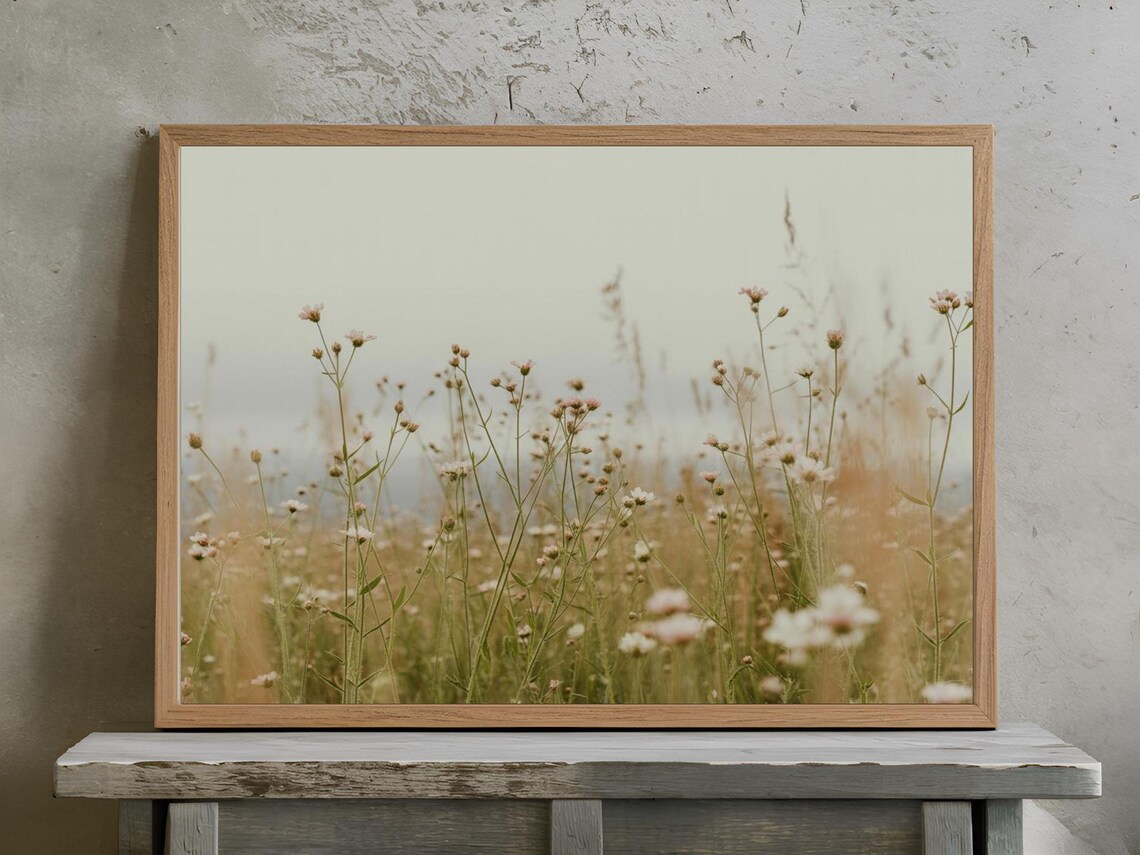 Wildflower Meadow Golden Hour Soft Summer Field Photography Poster - Image 3