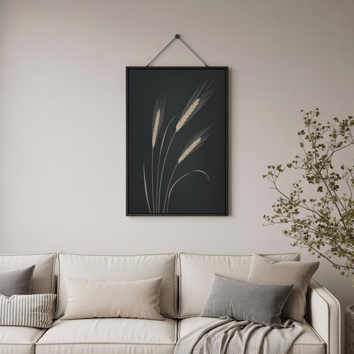 Golden Wheat Stalks Black Background Elegant Botanical Art Poster - Image 3