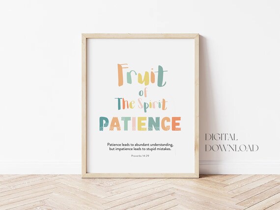Fruit Of The Spirit Patience Colorful Kids Nursery Verse Poster