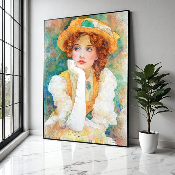 Vintage Elegant Woman Canvas Victorian Lady Portrait Art Retro Fashion Wall Classic Beauty Painting Gift Home Decor Print