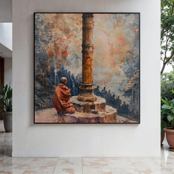 Serene Monk Meditation Canvas Spiritual Peace Wall Art Buddhist Temple Decor Tranquil Zen Mindfulness Gift Home Print