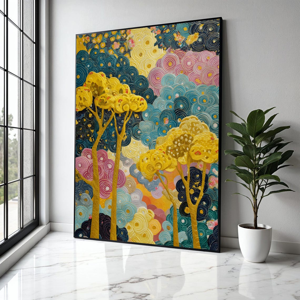 Colorful Swirling Trees Abstract Whimsical Fantasy Forest Poster