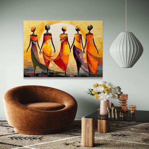 Vibrant African Women Canvas Colorful Abstract Figures Wall Art Ethnic Home Decor Modern Painting Gift Print