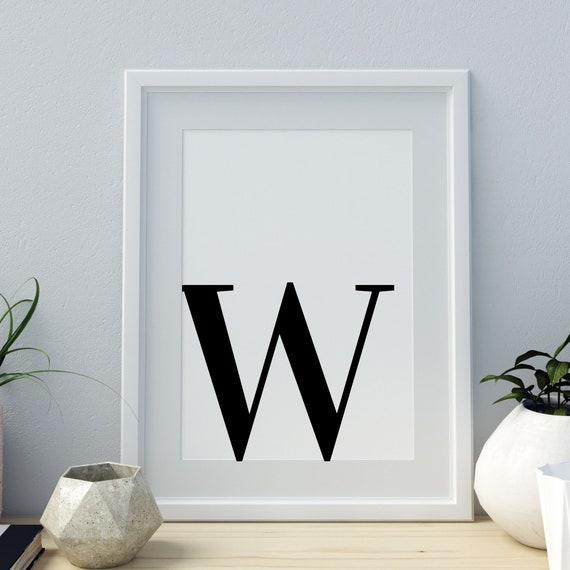 Letter W Print Minimalist Letter Art Monogram Letter Print Initial Alphabet Print Baby Letter Art Wall Art Home Decor