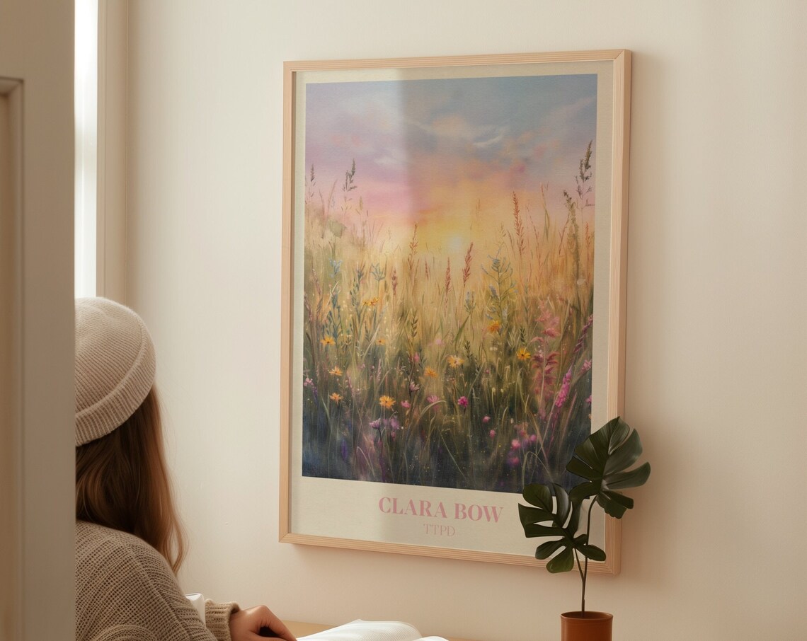 Taylor Swift Clara Bow TTPD Wildflower Meadow Sunset Watercolor Poster