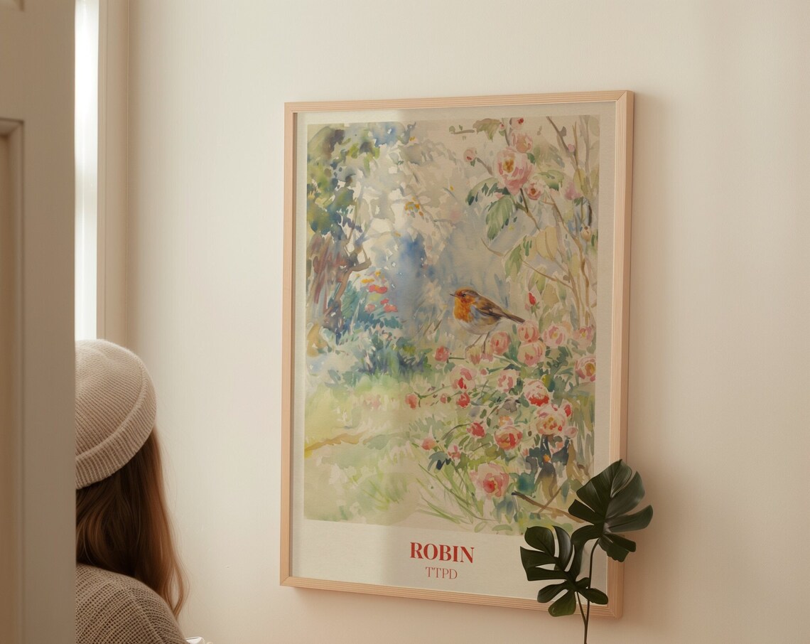 Robin Print, Watercolor Music Bedroom Decor