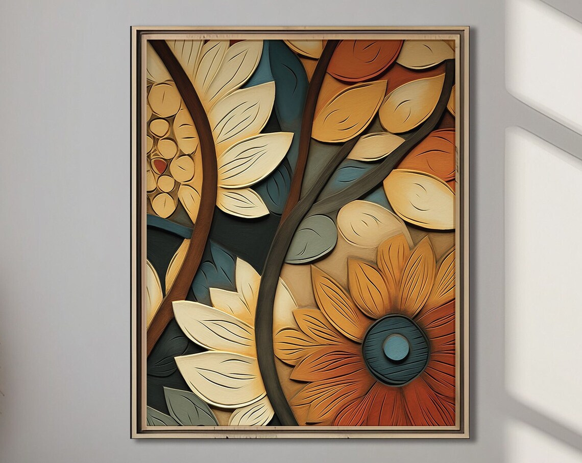 Abstract Sunflower Boho Botanical Poster Print