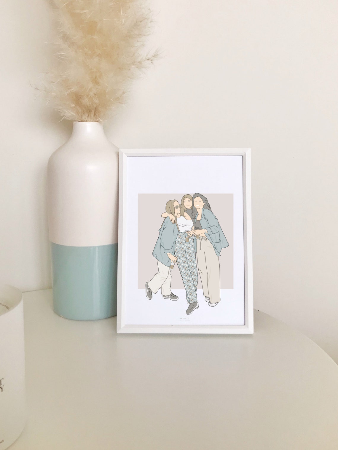 Couple Portrait Illustration Loved One Portrait Friend Group Gifts Portrait Painting From Photo Engagement Gift Illustration Custom Art - Image 2