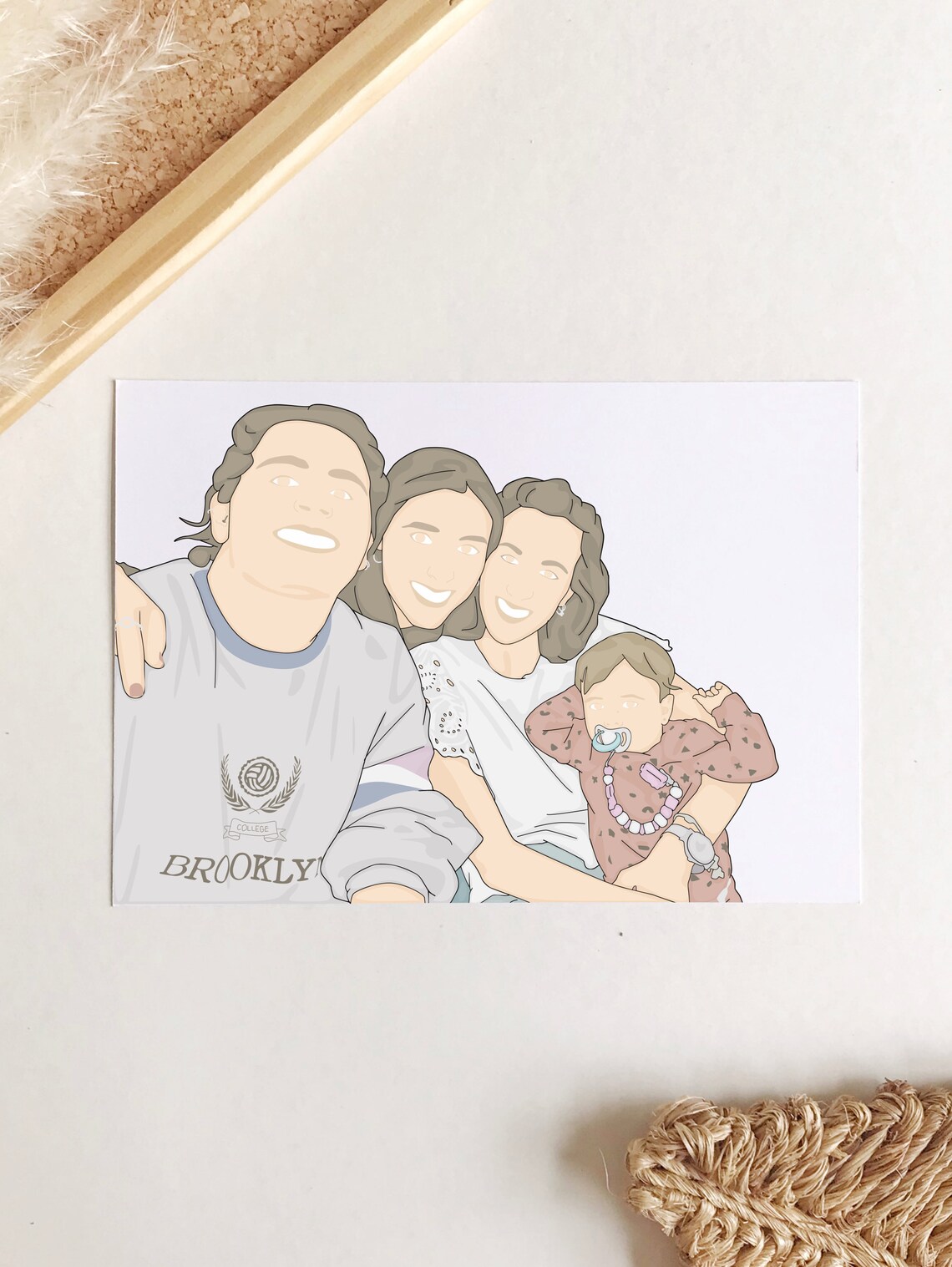 Warm Family Dinner Table Gathering Custom Portrait Illustration Poster - Image 2