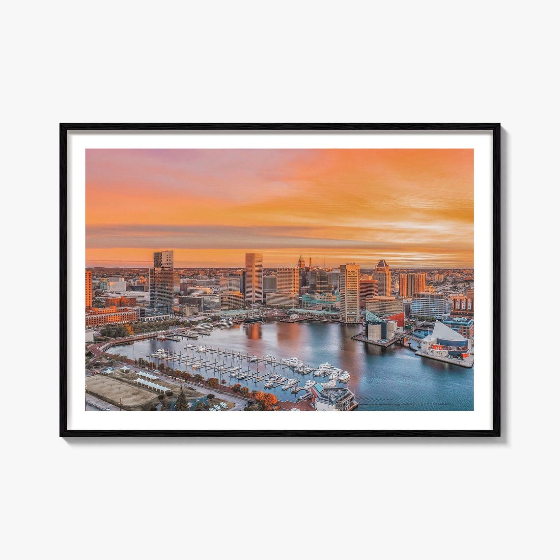 Baltimore Inner Harbor Sunset Skyline Waterfront Panorama Poster