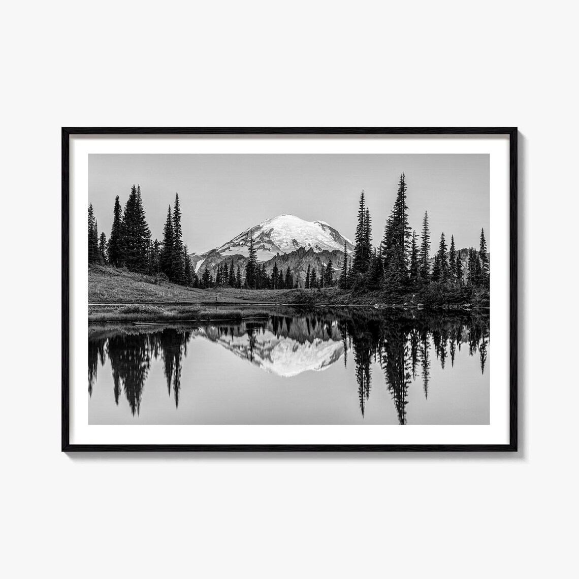 Washington State Black And White Travel Map Poster